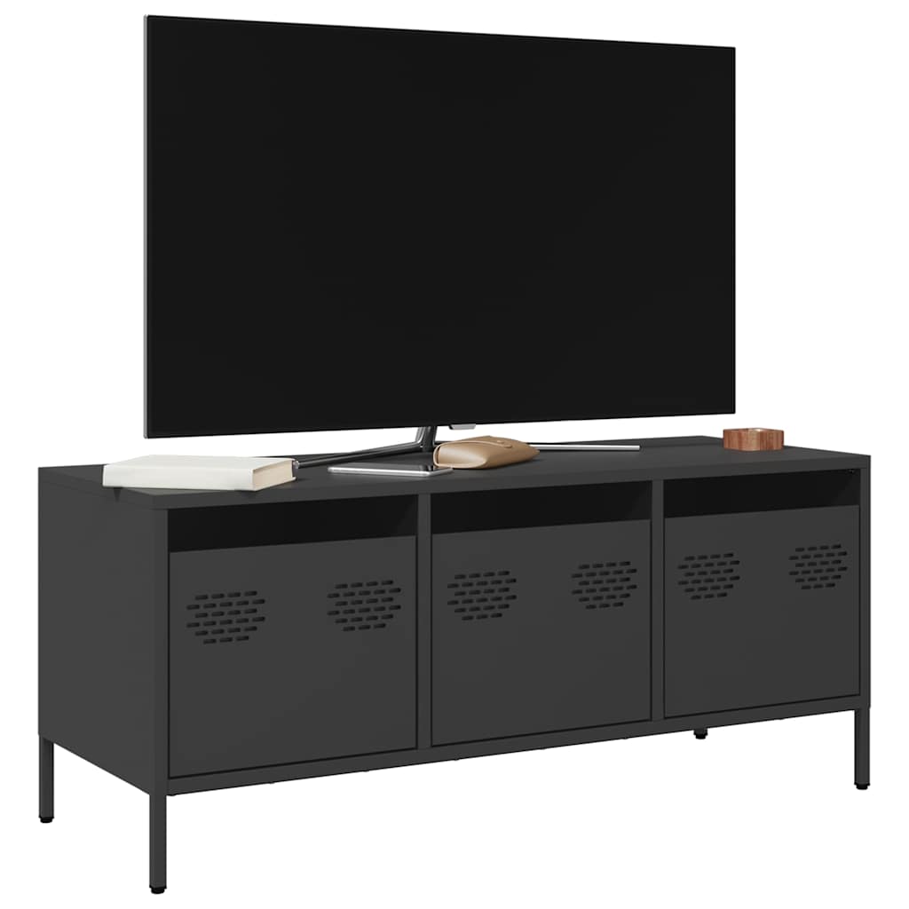 tv-bord 101,5x39x43,5 cm koldvalset stål sort