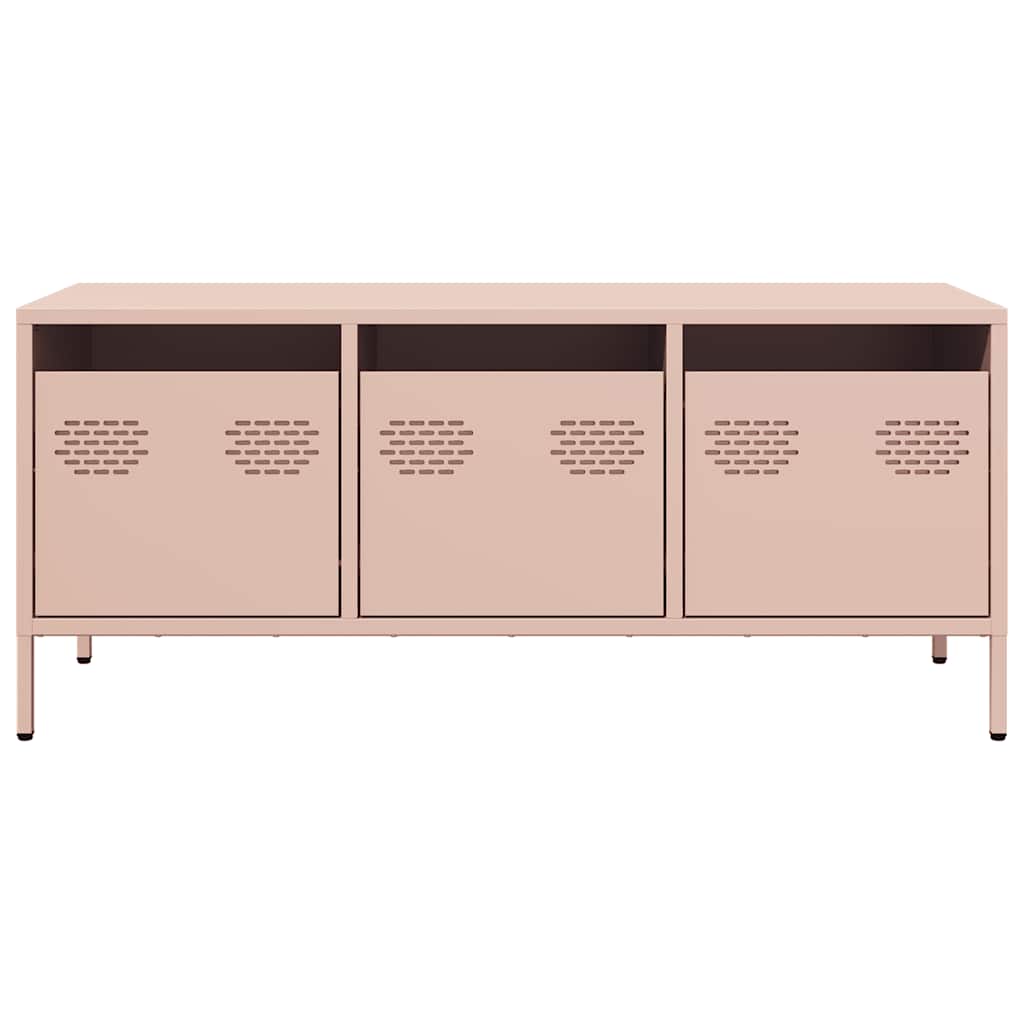 tv-bord 101,5x39x43,5 cm koldvalset stål lyserød