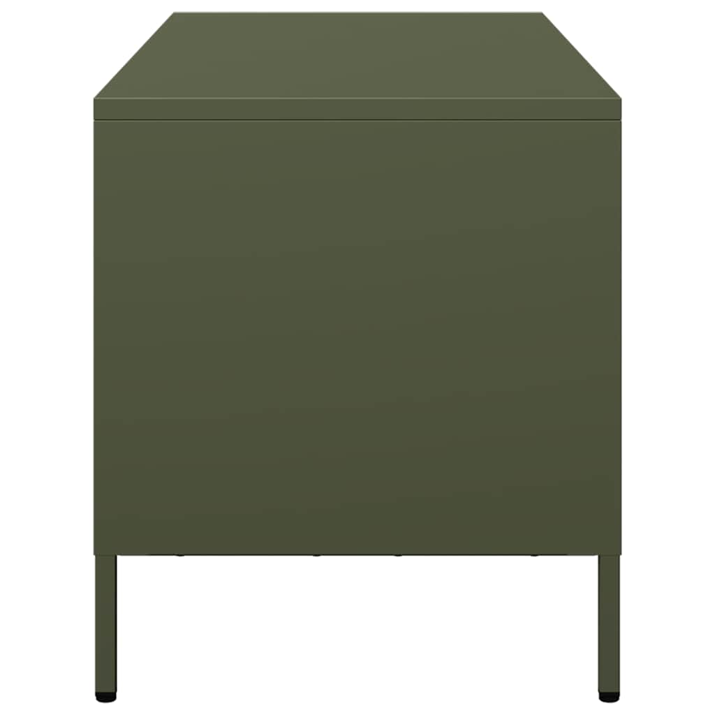 tv-bord 101,5x39x43,5 cm koldvalset stål olivengrøn