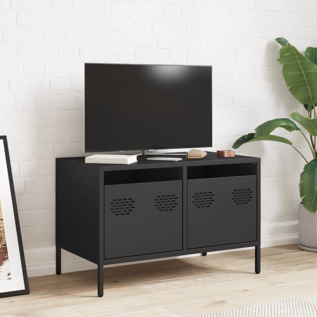 tv-bord 68x39x43,5 cm koldvalset stål sort
