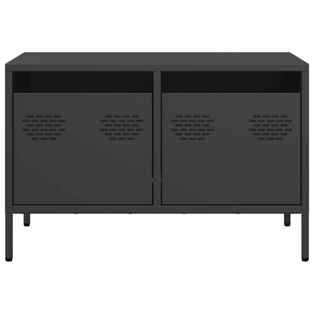 tv-bord 68x39x43,5 cm koldvalset stål sort