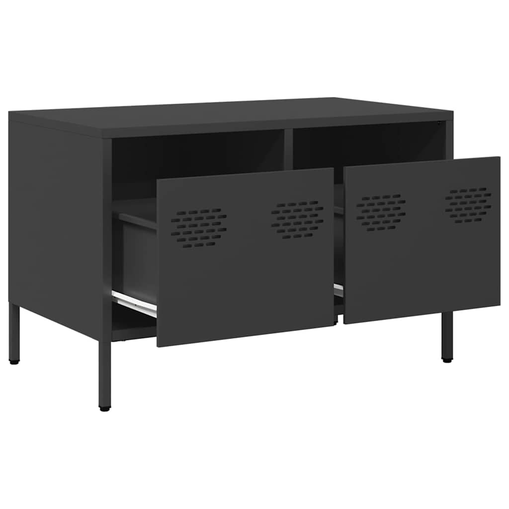 tv-bord 68x39x43,5 cm koldvalset stål sort
