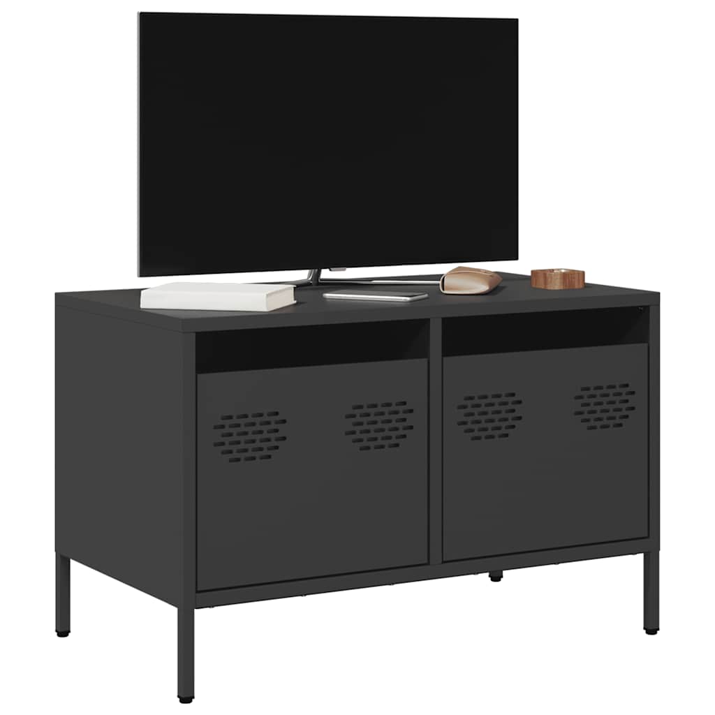 tv-bord 68x39x43,5 cm koldvalset stål sort