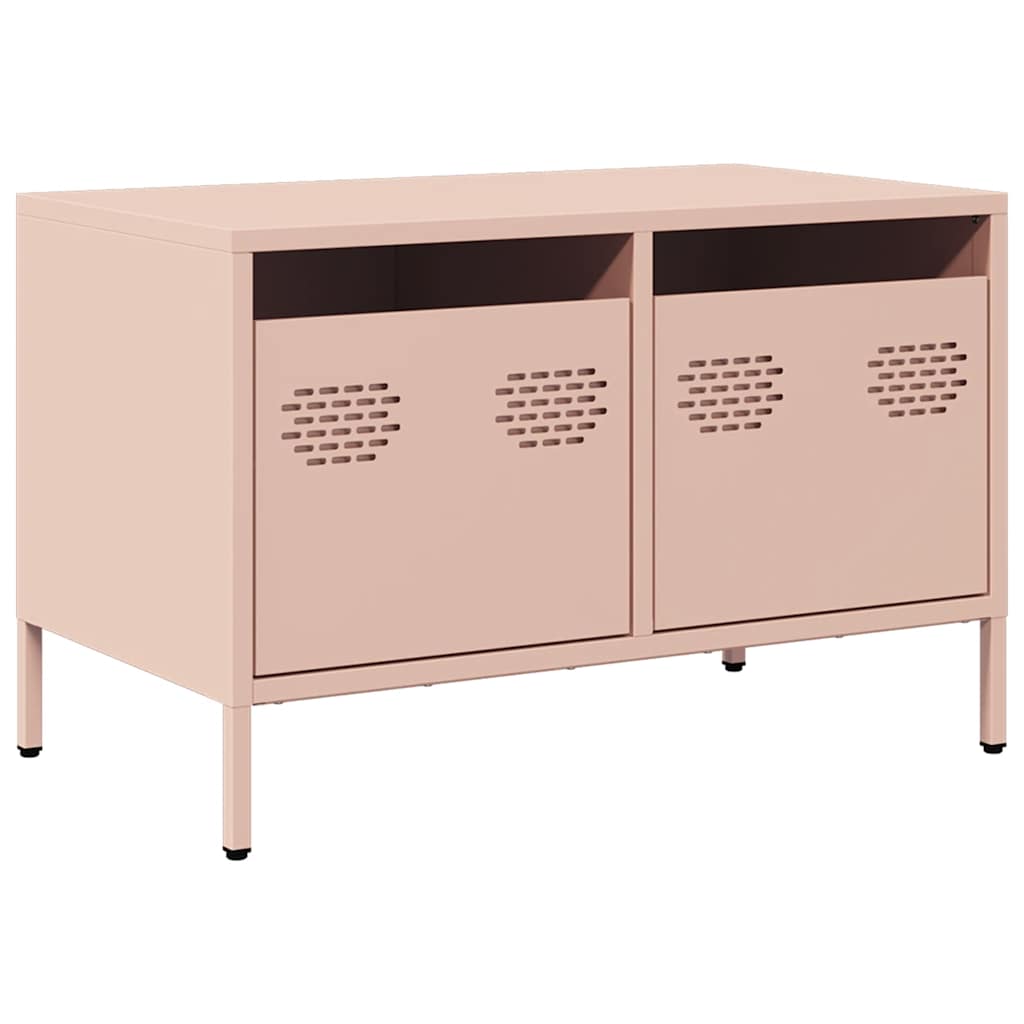 tv-bord 68x39x43,5 cm koldvalset stål lyserød