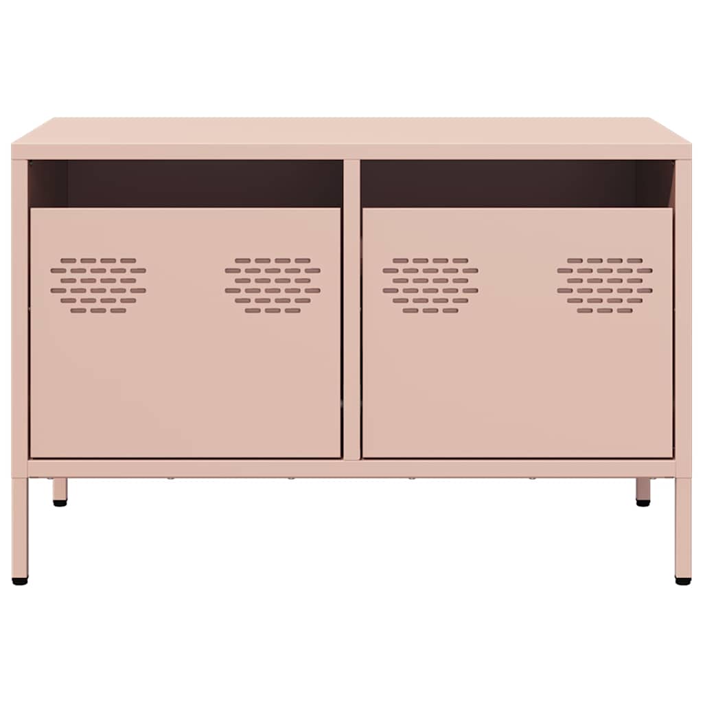 tv-bord 68x39x43,5 cm koldvalset stål lyserød