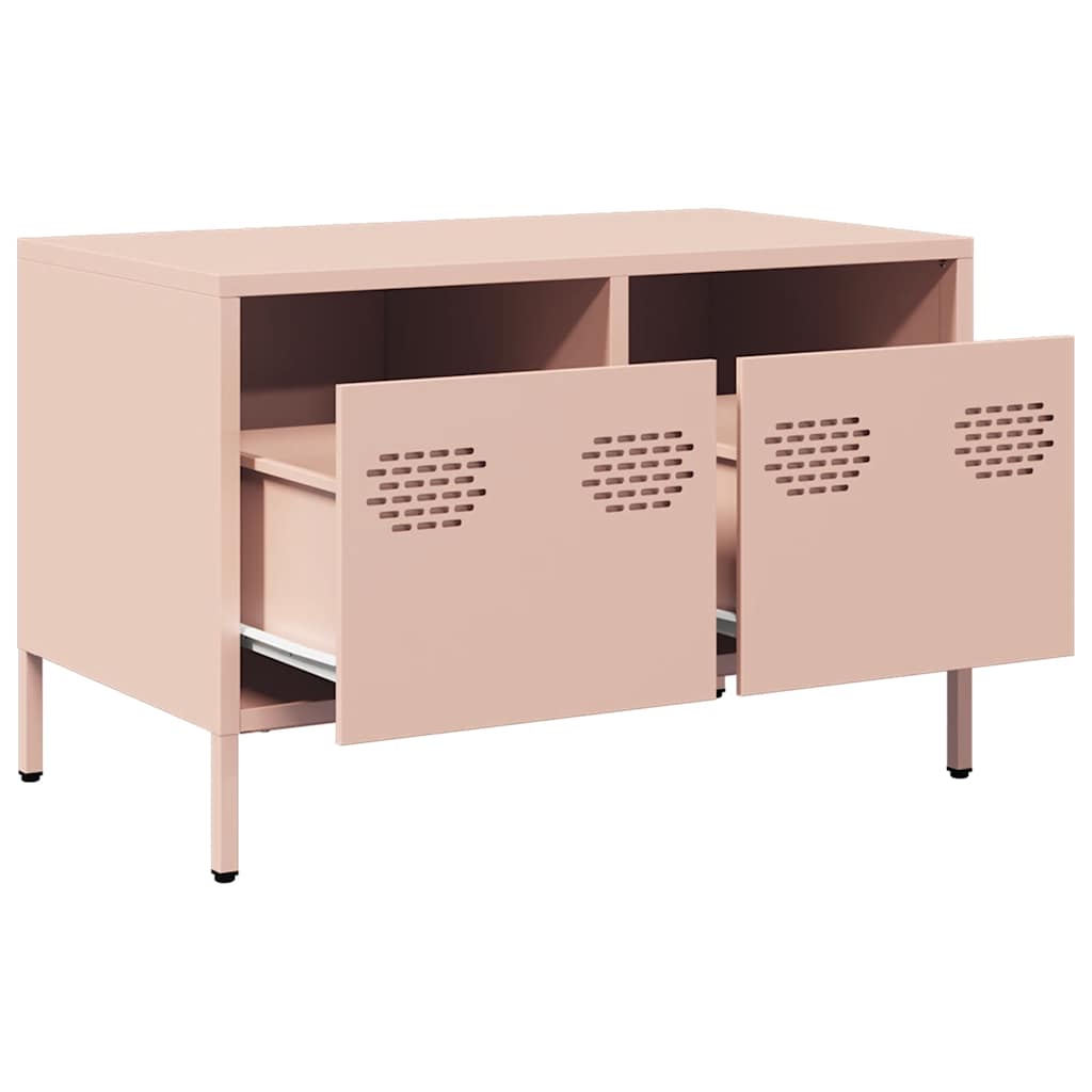 tv-bord 68x39x43,5 cm koldvalset stål lyserød