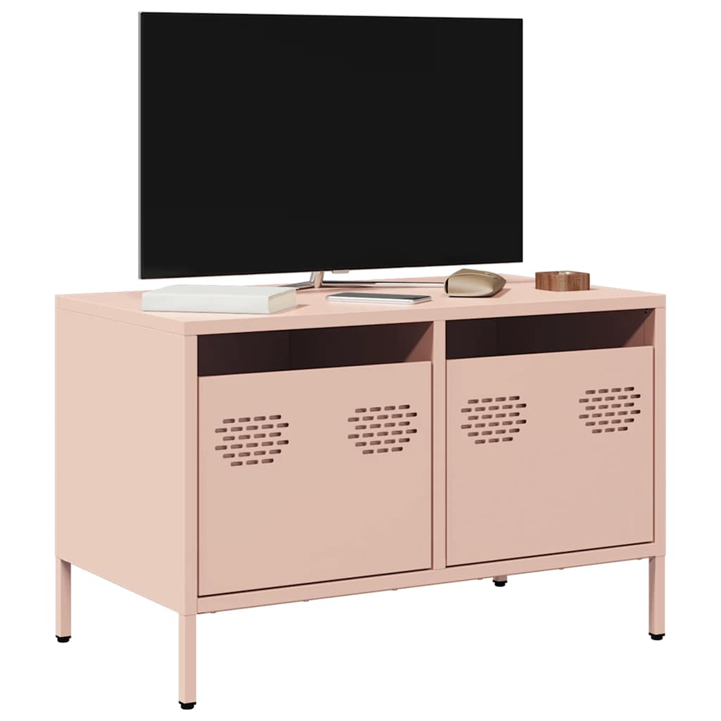 tv-bord 68x39x43,5 cm koldvalset stål lyserød
