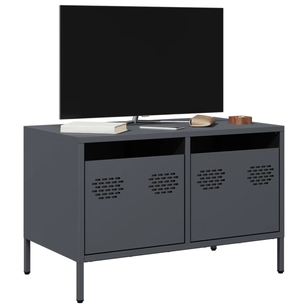 tv-bord 68x39x43,5 cm koldvalset stål antracitgrå