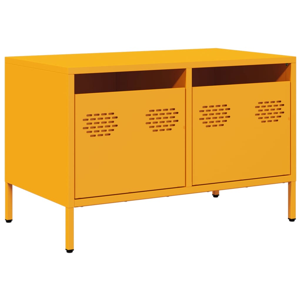 tv-bord 68x39x43,5 cm koldvalset stål sennepsgul
