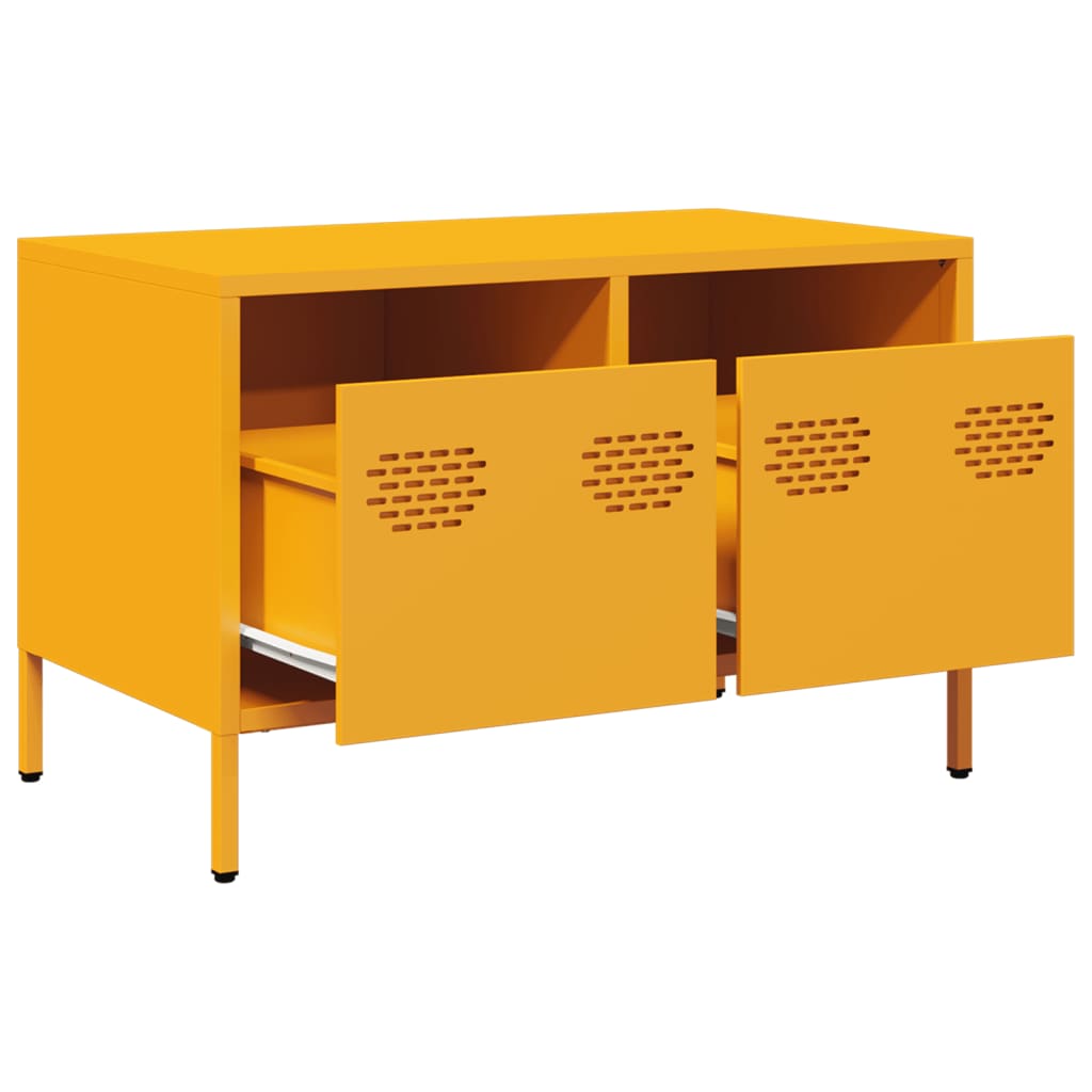tv-bord 68x39x43,5 cm koldvalset stål sennepsgul