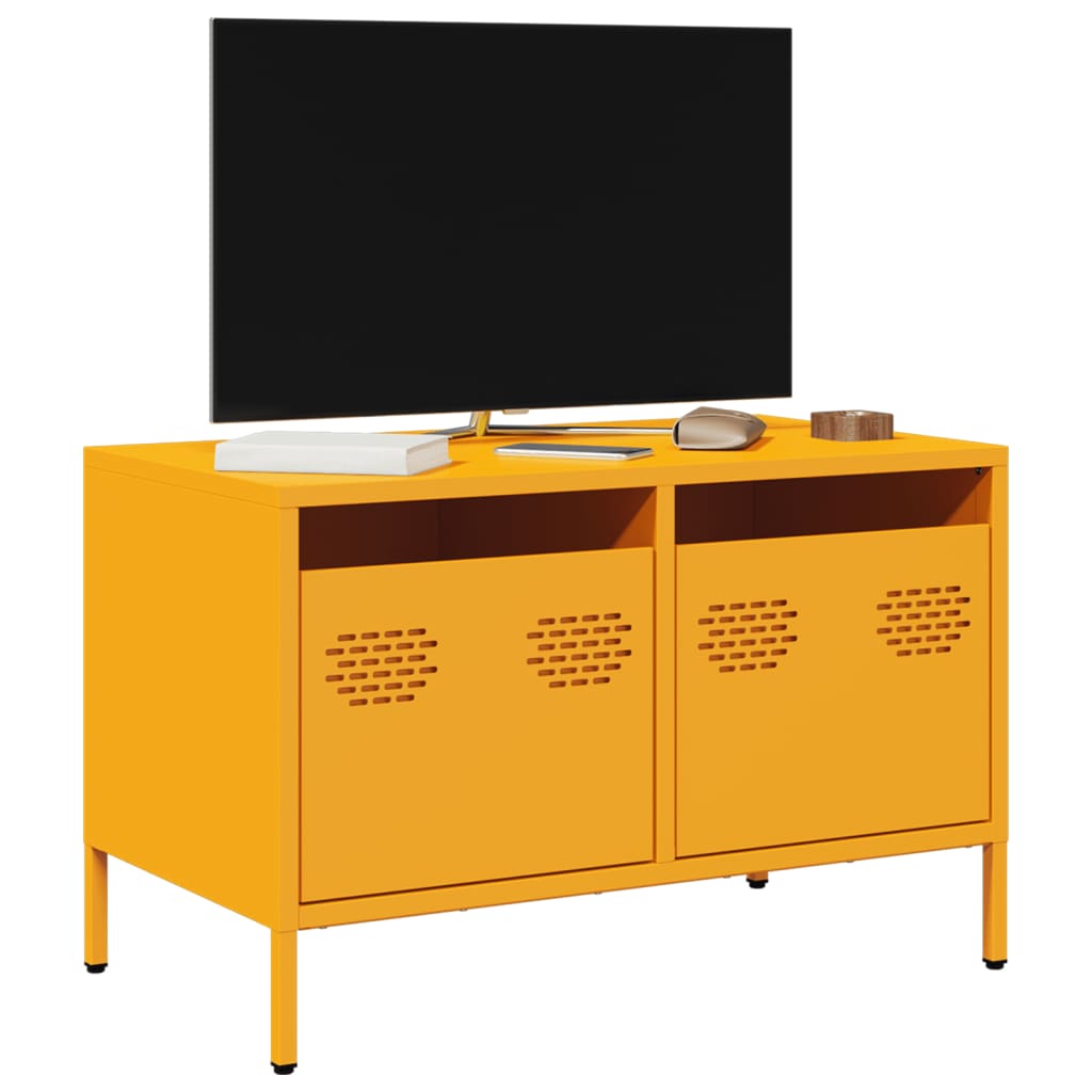 tv-bord 68x39x43,5 cm koldvalset stål sennepsgul