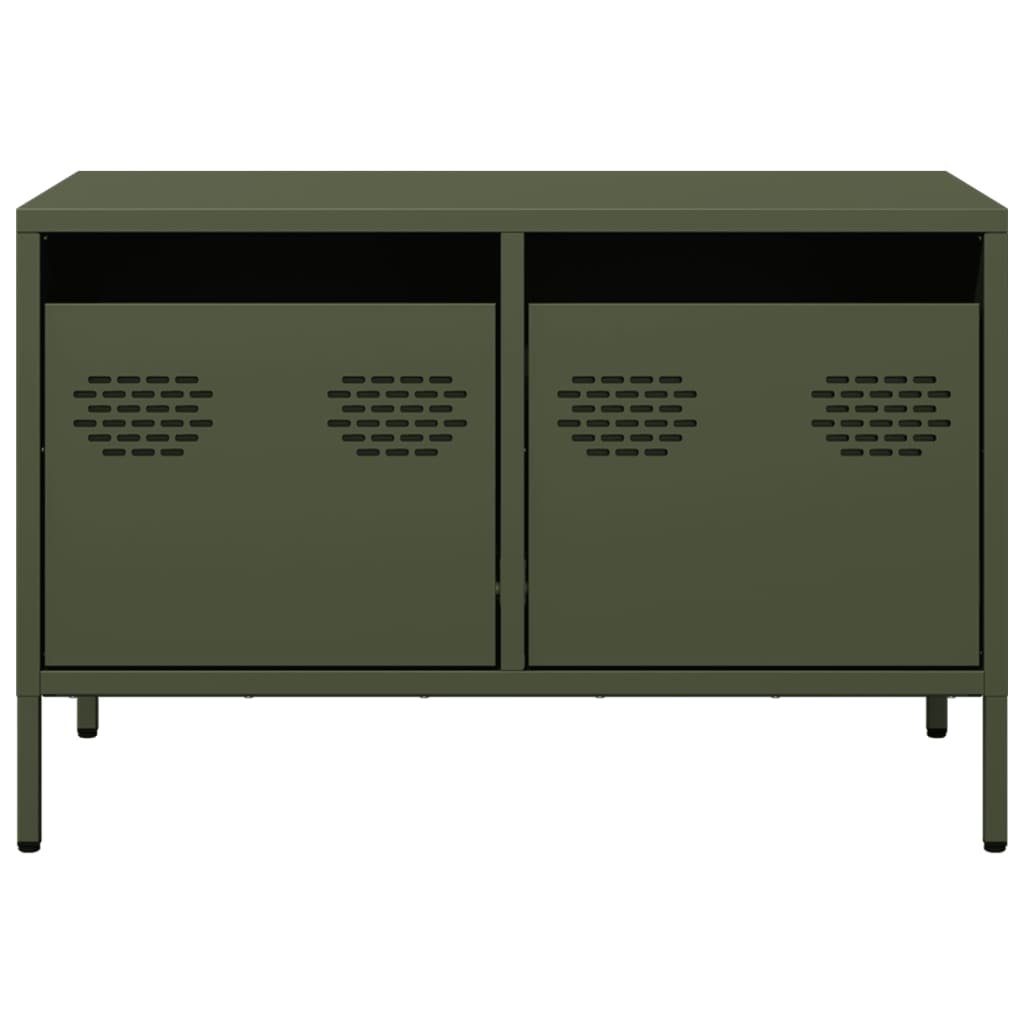 tv-bord 68x39x43,5 cm koldvalset stål olivengrøn