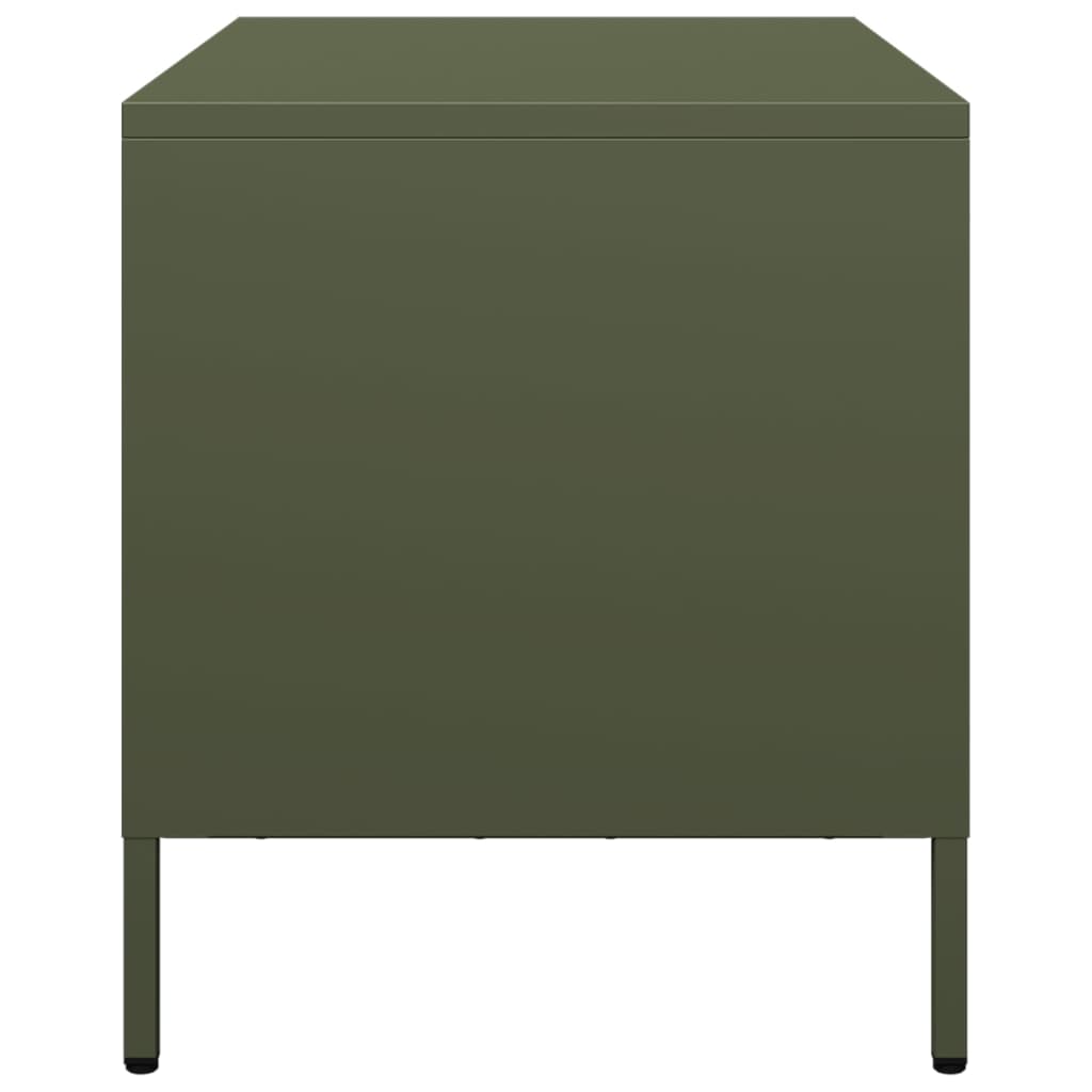 tv-bord 68x39x43,5 cm koldvalset stål olivengrøn