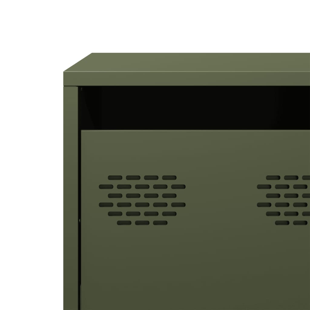tv-bord 68x39x43,5 cm koldvalset stål olivengrøn