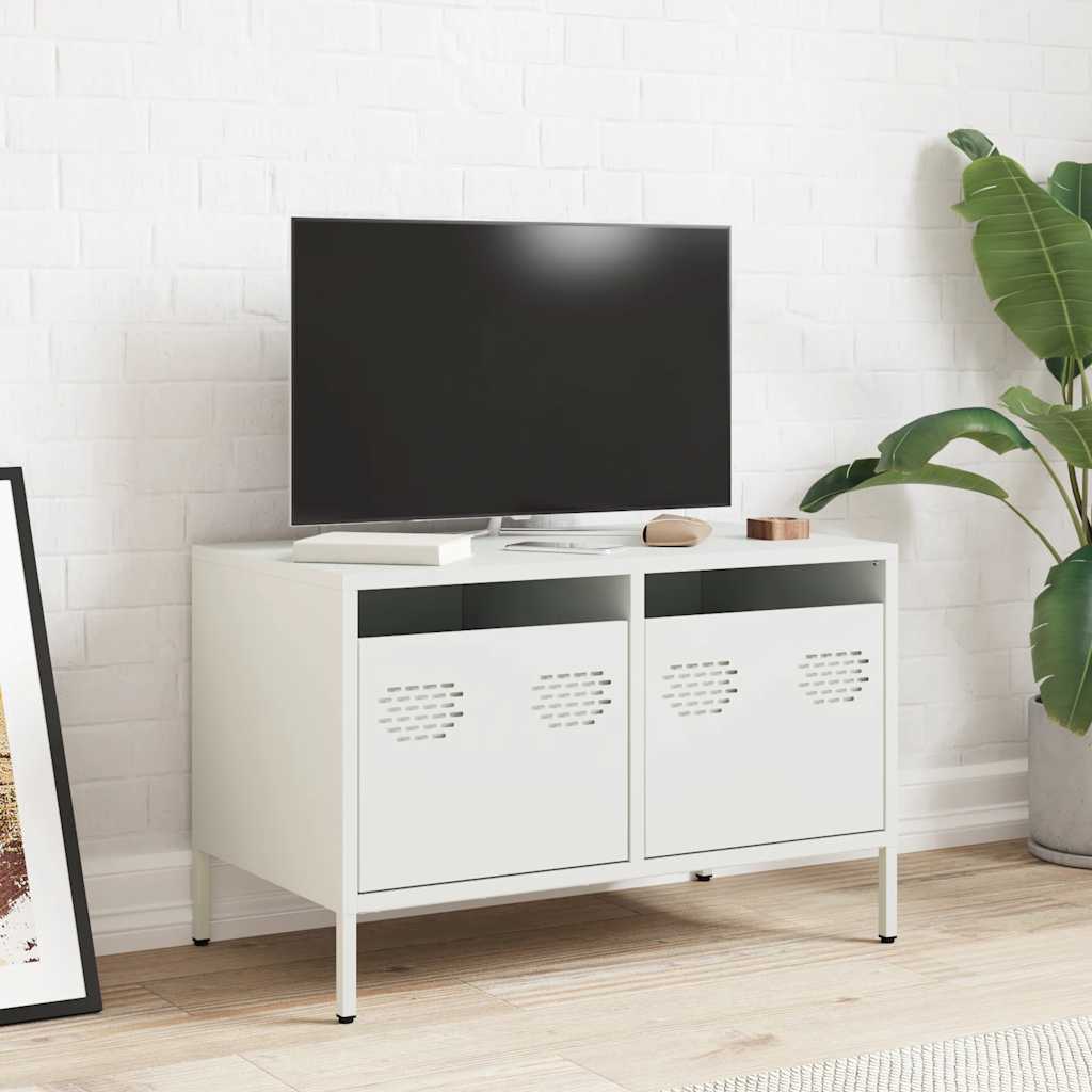 tv-bord 68x39x43,5 cm koldvalset stål hvid