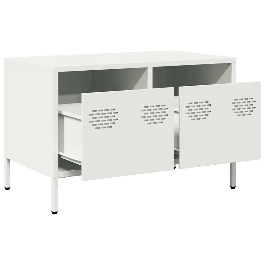 tv-bord 68x39x43,5 cm koldvalset stål hvid