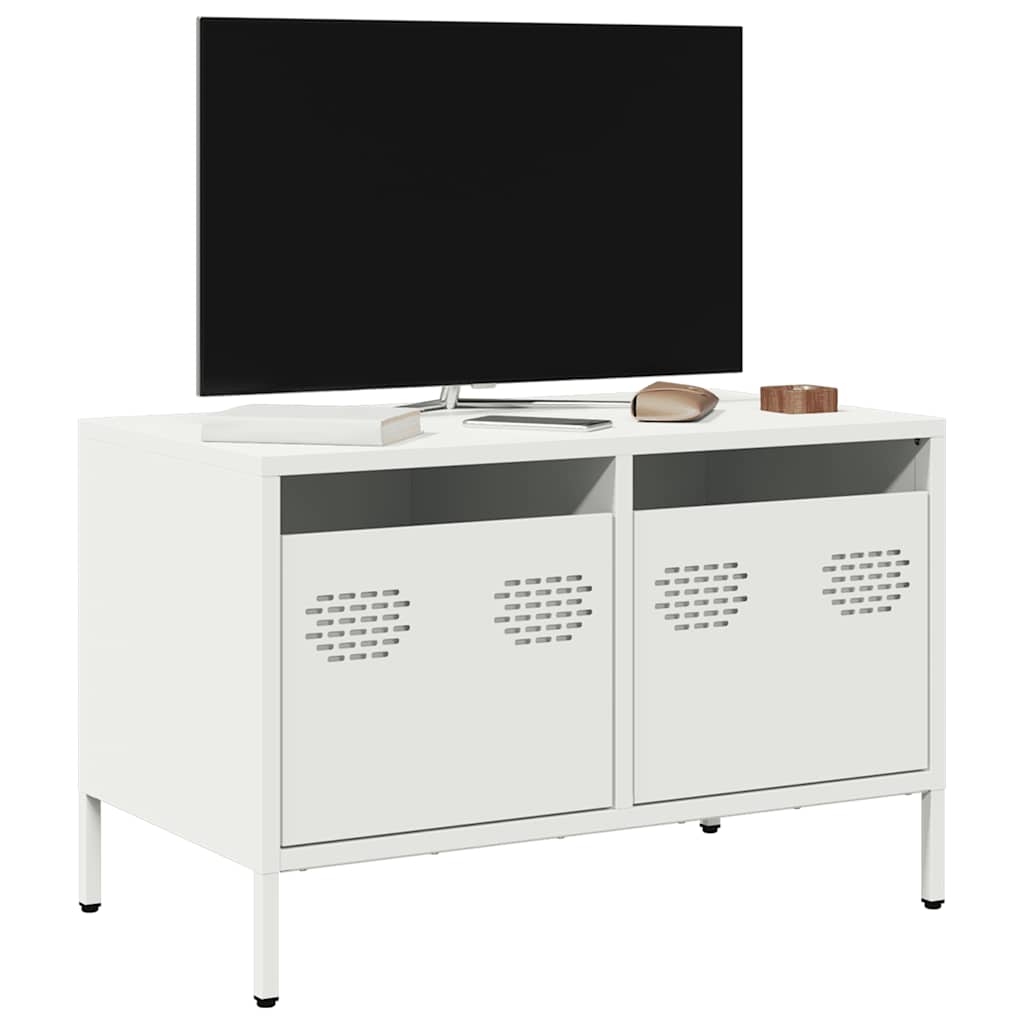 tv-bord 68x39x43,5 cm koldvalset stål hvid