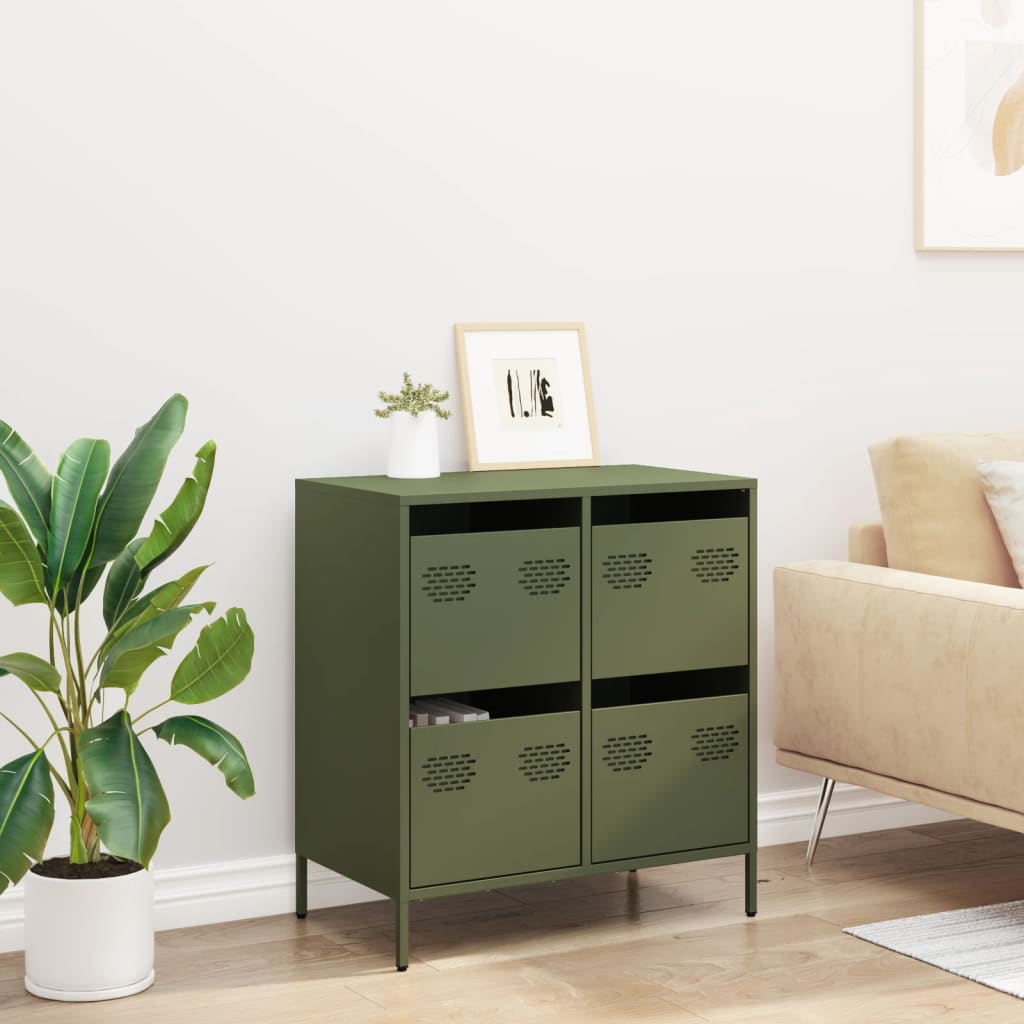 skab 68x39x73,5 cm koldvalset stål olivengrøn