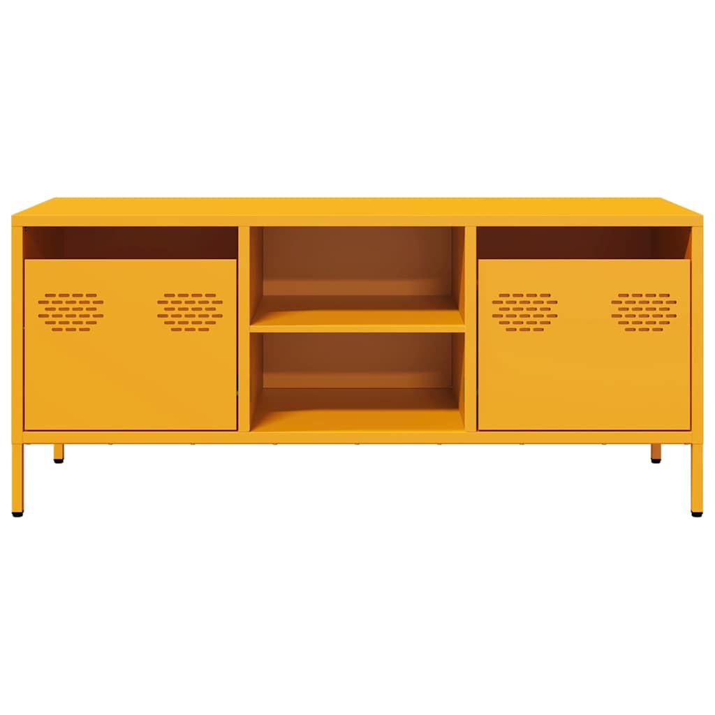 tv-bord 101,5x39x43,5 cm koldvalset stål sennepsgul