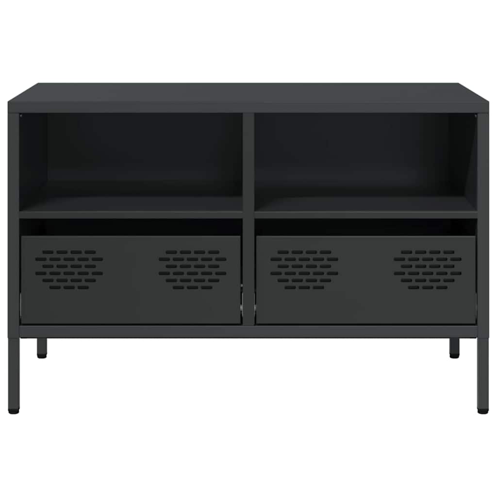 tv-bord 68x39x43,5 cm koldvalset stål sort