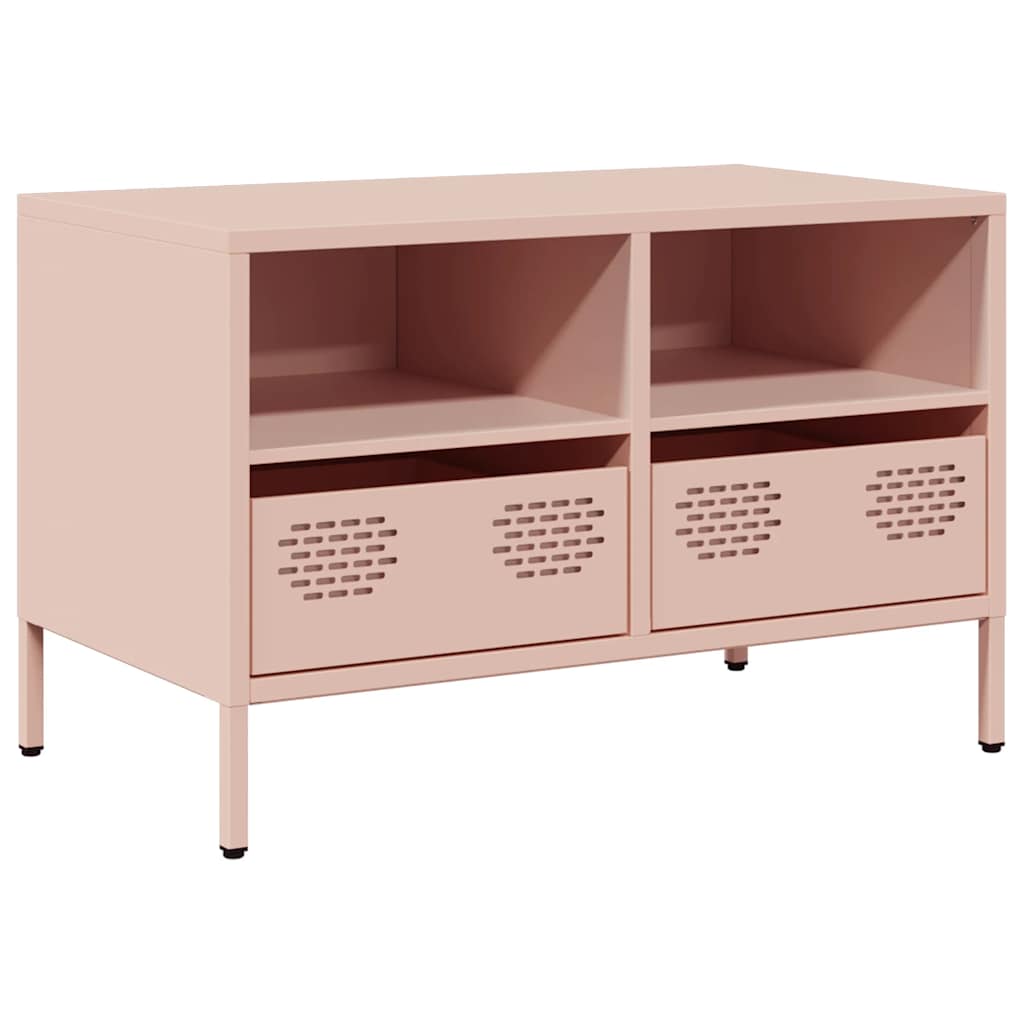 tv-bord 68x39x43,5 cm koldvalset stål lyserød