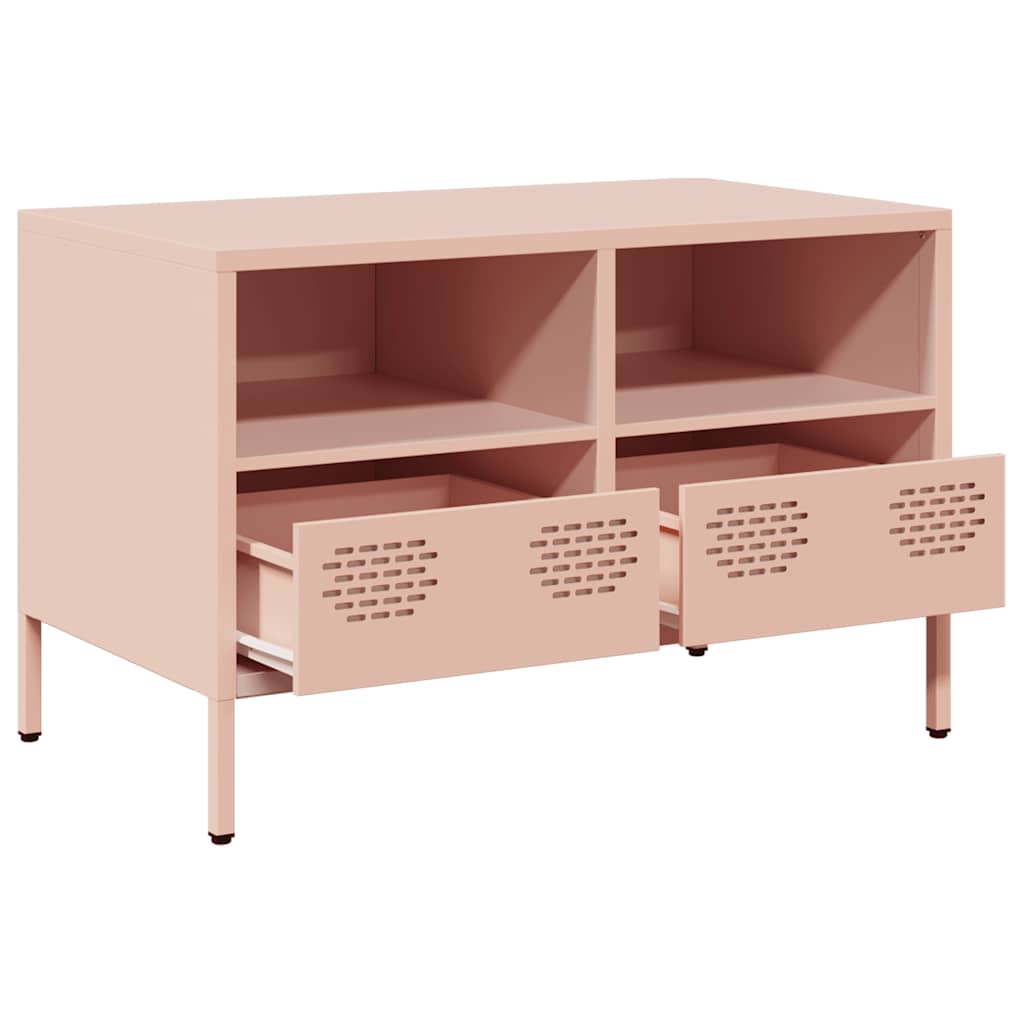 tv-bord 68x39x43,5 cm koldvalset stål lyserød
