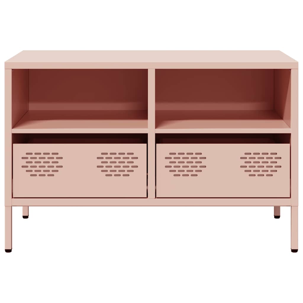 tv-bord 68x39x43,5 cm koldvalset stål lyserød