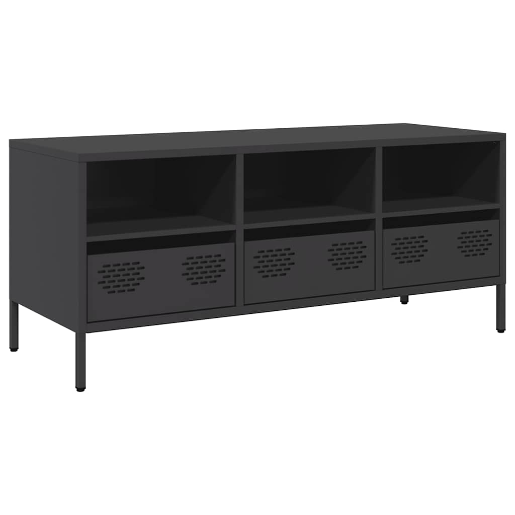tv-bord 101,5x39x43,5 cm koldvalset stål sort