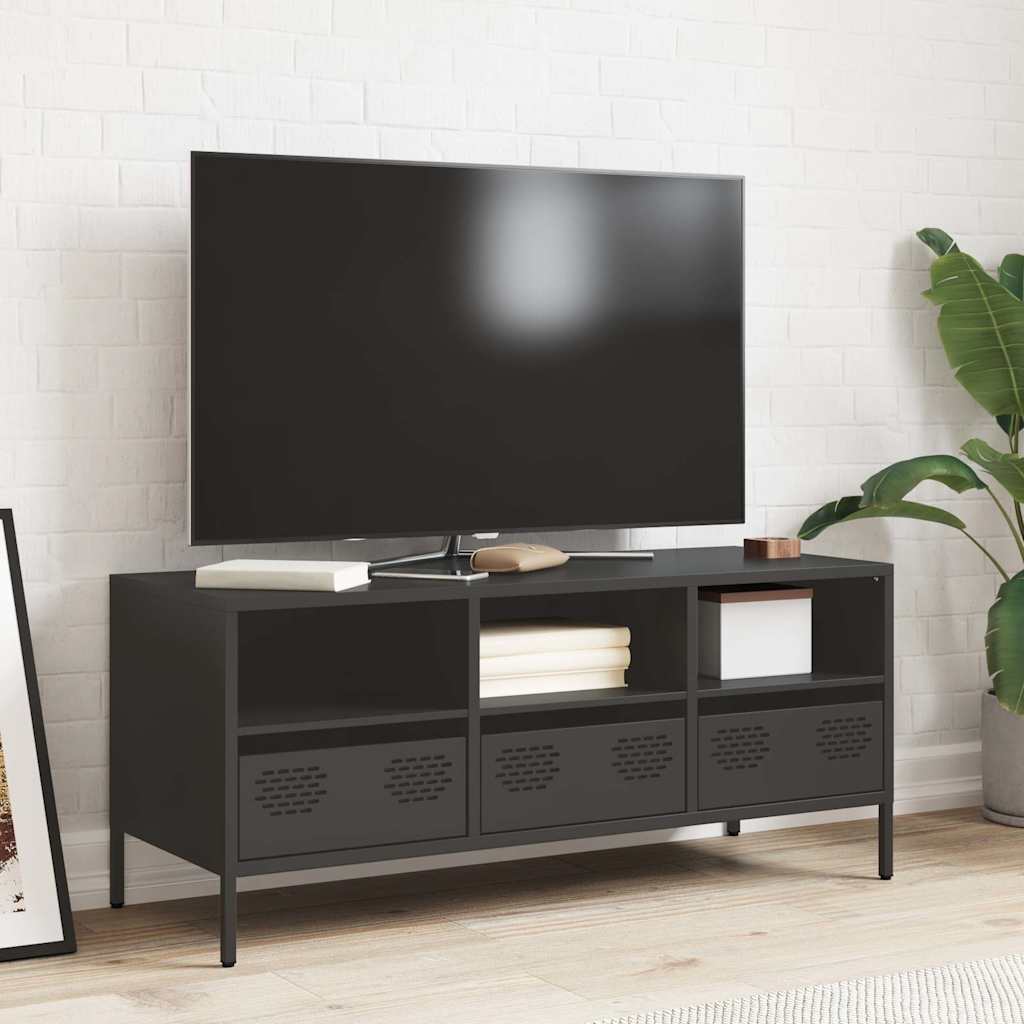 tv-bord 101,5x39x43,5 cm koldvalset stål sort