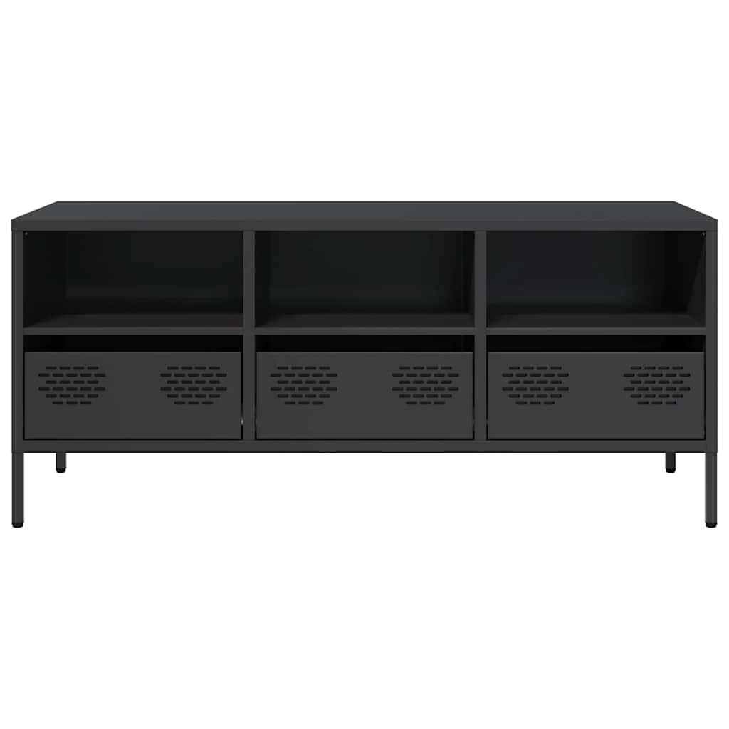 tv-bord 101,5x39x43,5 cm koldvalset stål sort