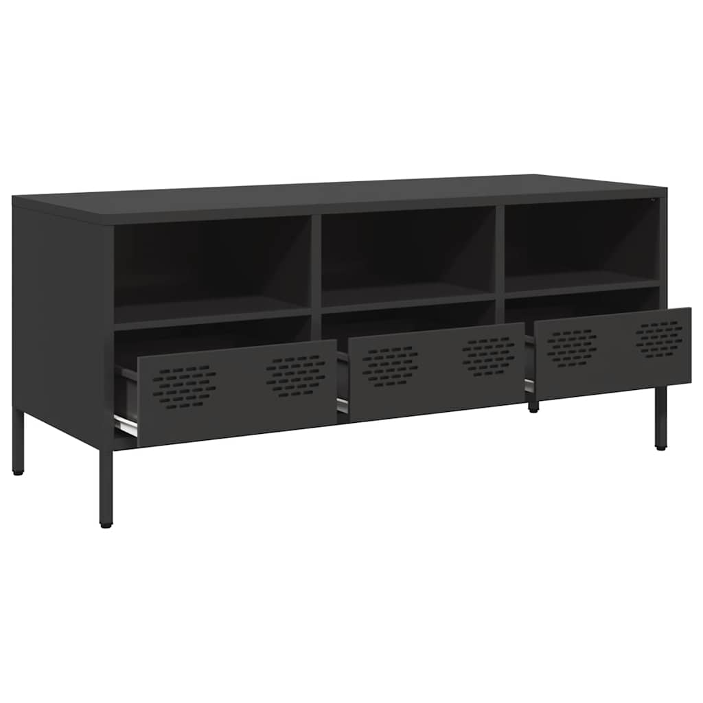 tv-bord 101,5x39x43,5 cm koldvalset stål sort