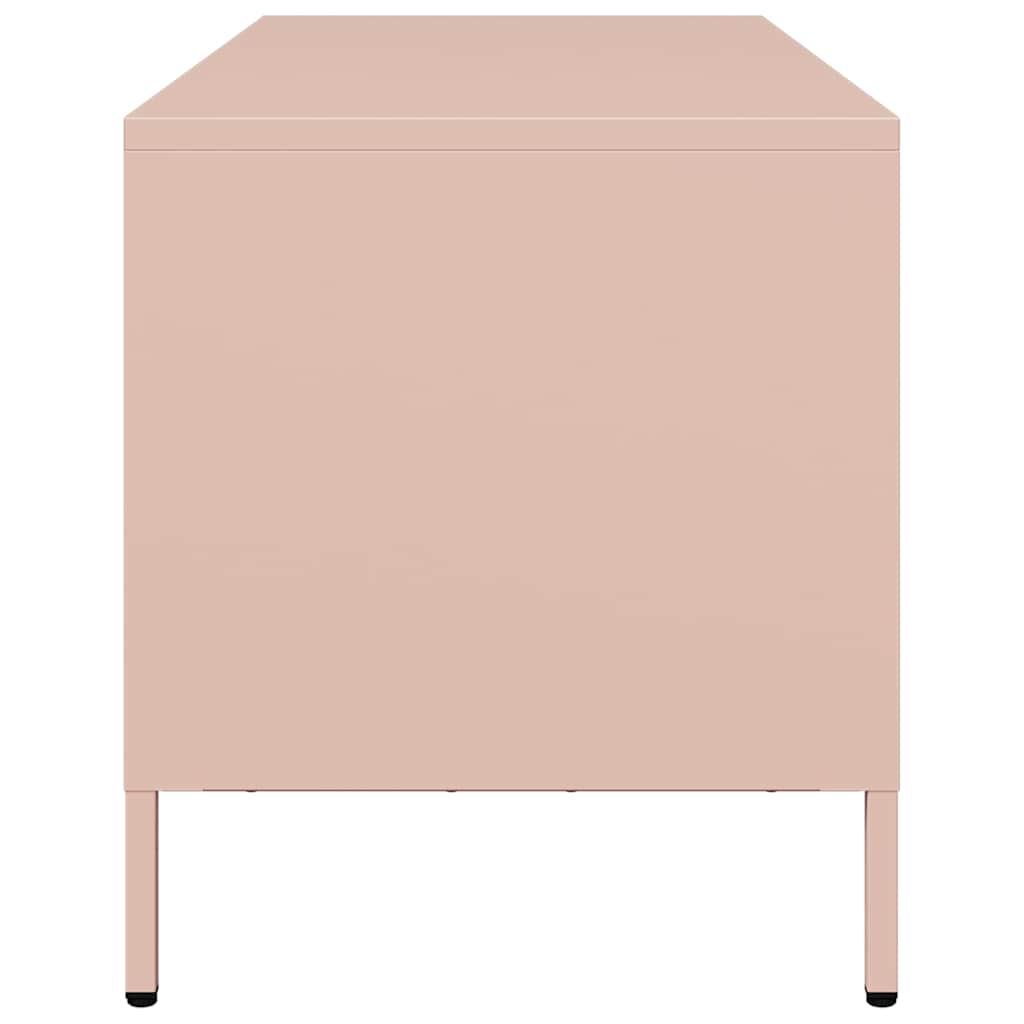 tv-bord 101,5x39x43,5 cm koldvalset stål lyserød