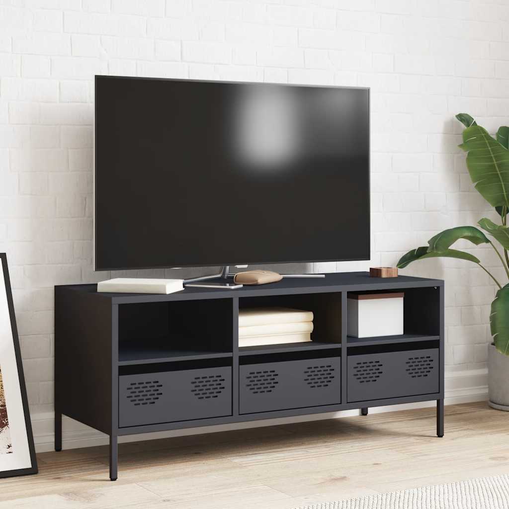 tv-bord 101,5x39x43,5 cm koldvalset stål antracitgrå