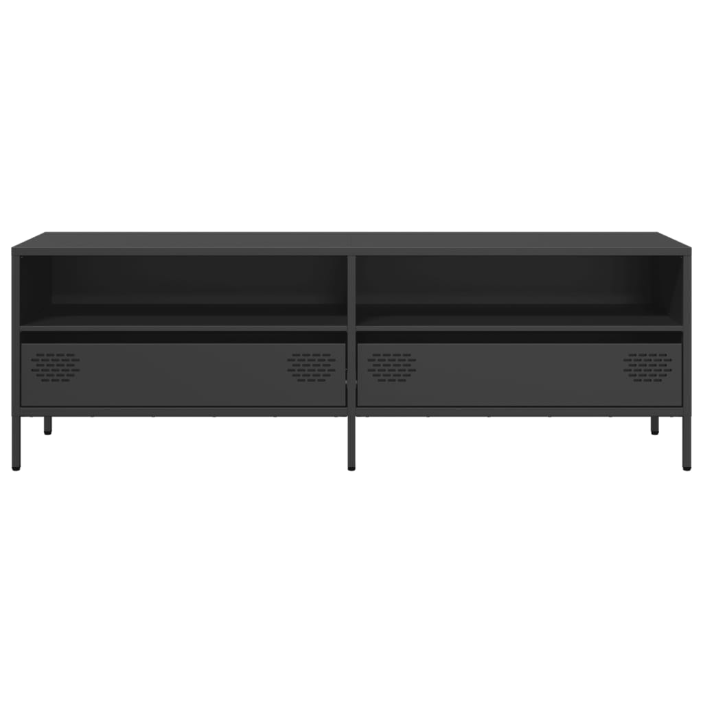 tv-bord 135x39x43,5 cm koldvalset stål sort