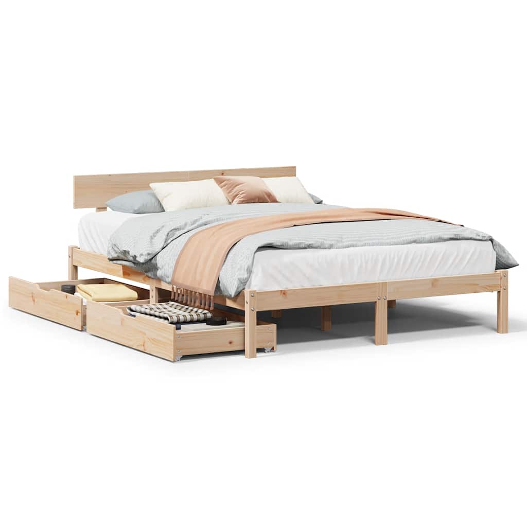 sengeramme uden madras 140x190 cm massivt fyrretræ