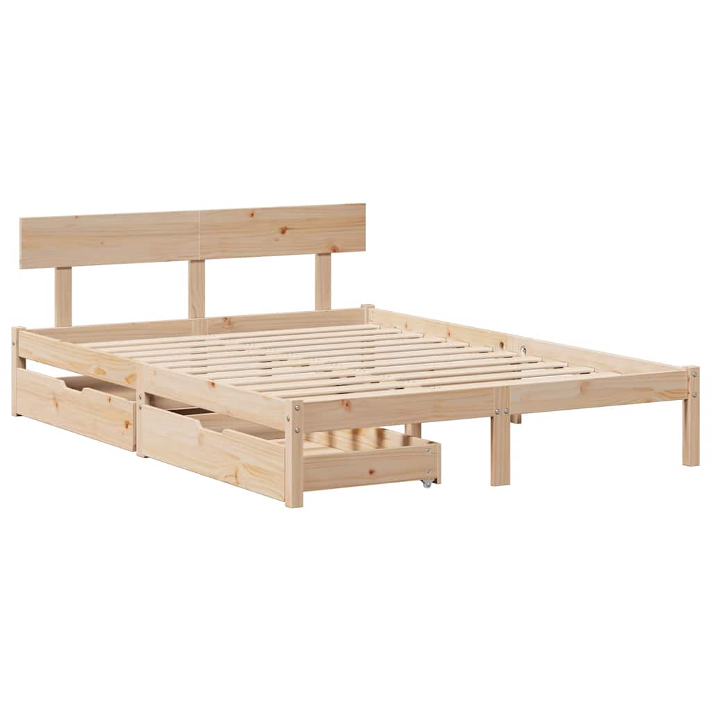 sengeramme uden madras 140x190 cm massivt fyrretræ
