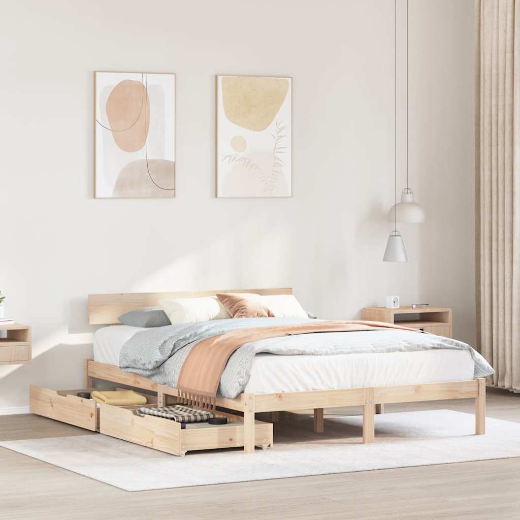 sengeramme uden madras 140x190 cm massivt fyrretræ