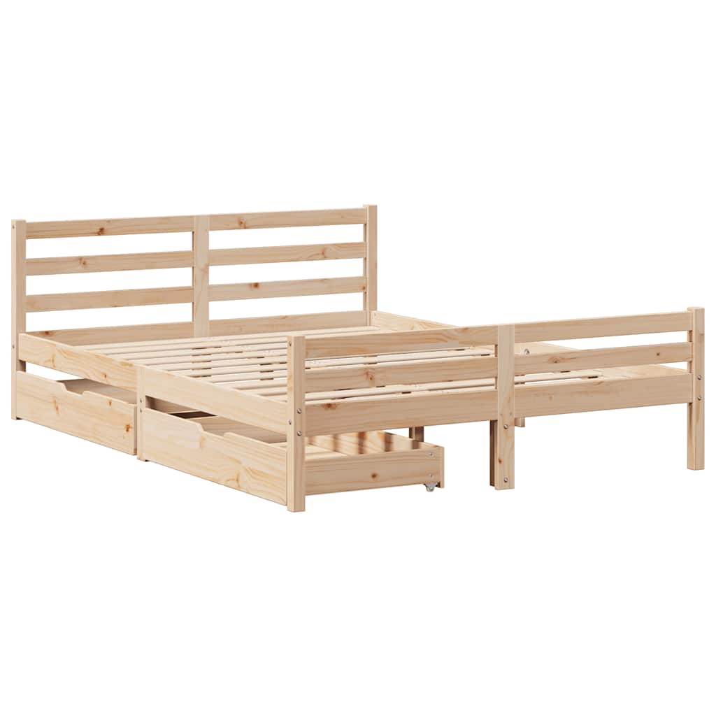 sengeramme uden madras 135x190 cm massivt fyrretræ hvid