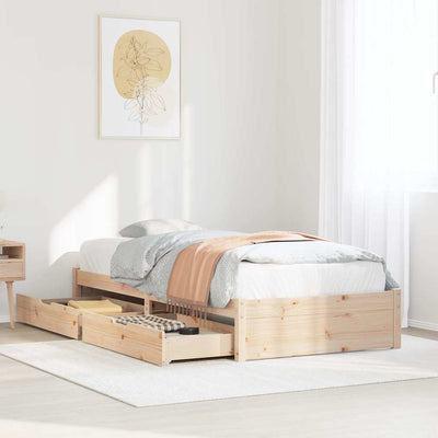 sengeramme uden madras 75x190 cm massivt fyrretræ