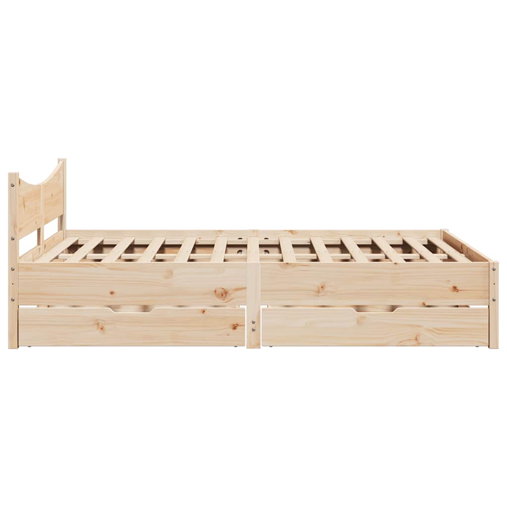sengeramme med skuffer 135x190 cm massivt fyrretræ hvid