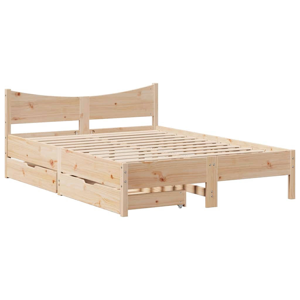 sengeramme med skuffer 120x190 cm massivt fyrretræ