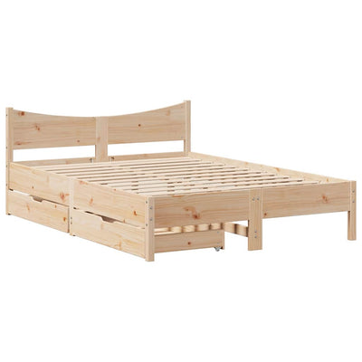 sengeramme med skuffer 120x190 cm massivt fyrretræ