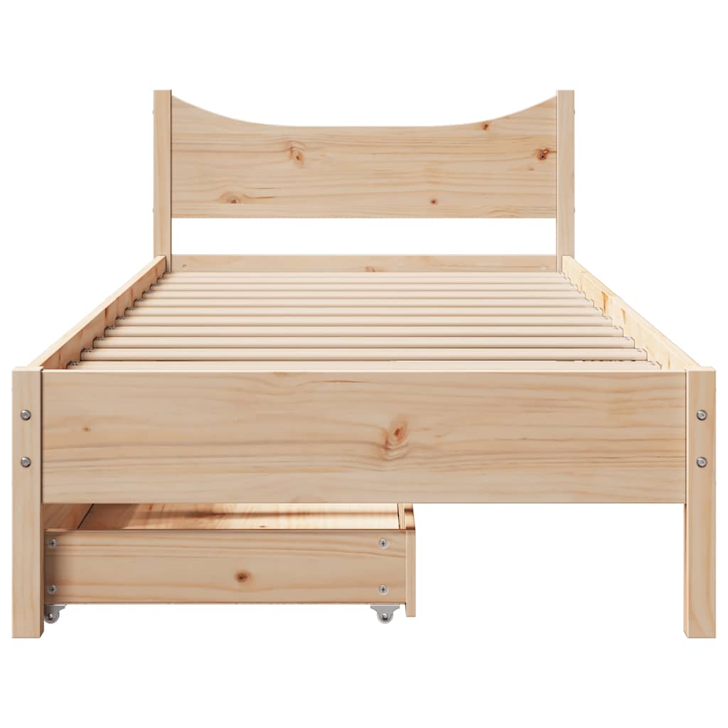 sengeramme med skuffer 75x190 cm massivt fyrretræ