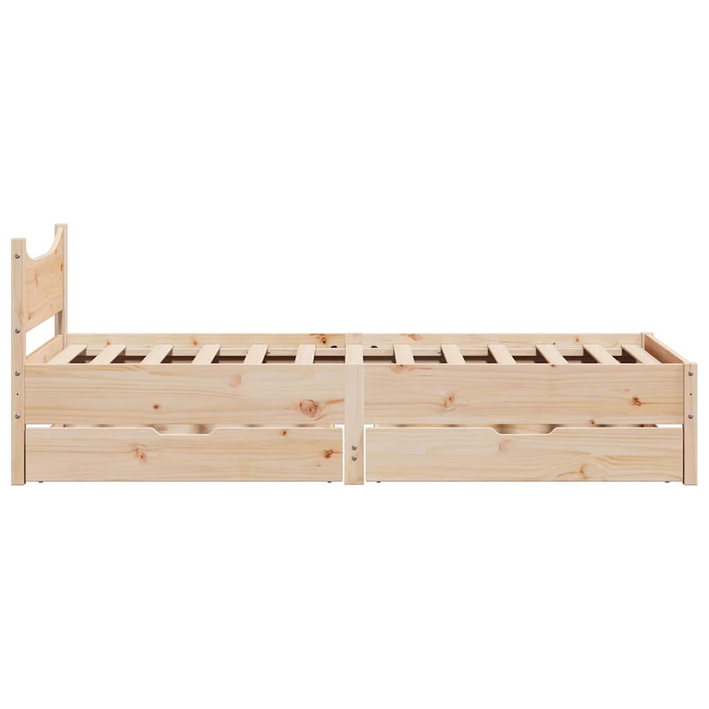 sengeramme med skuffer 75x190 cm massivt fyrretræ