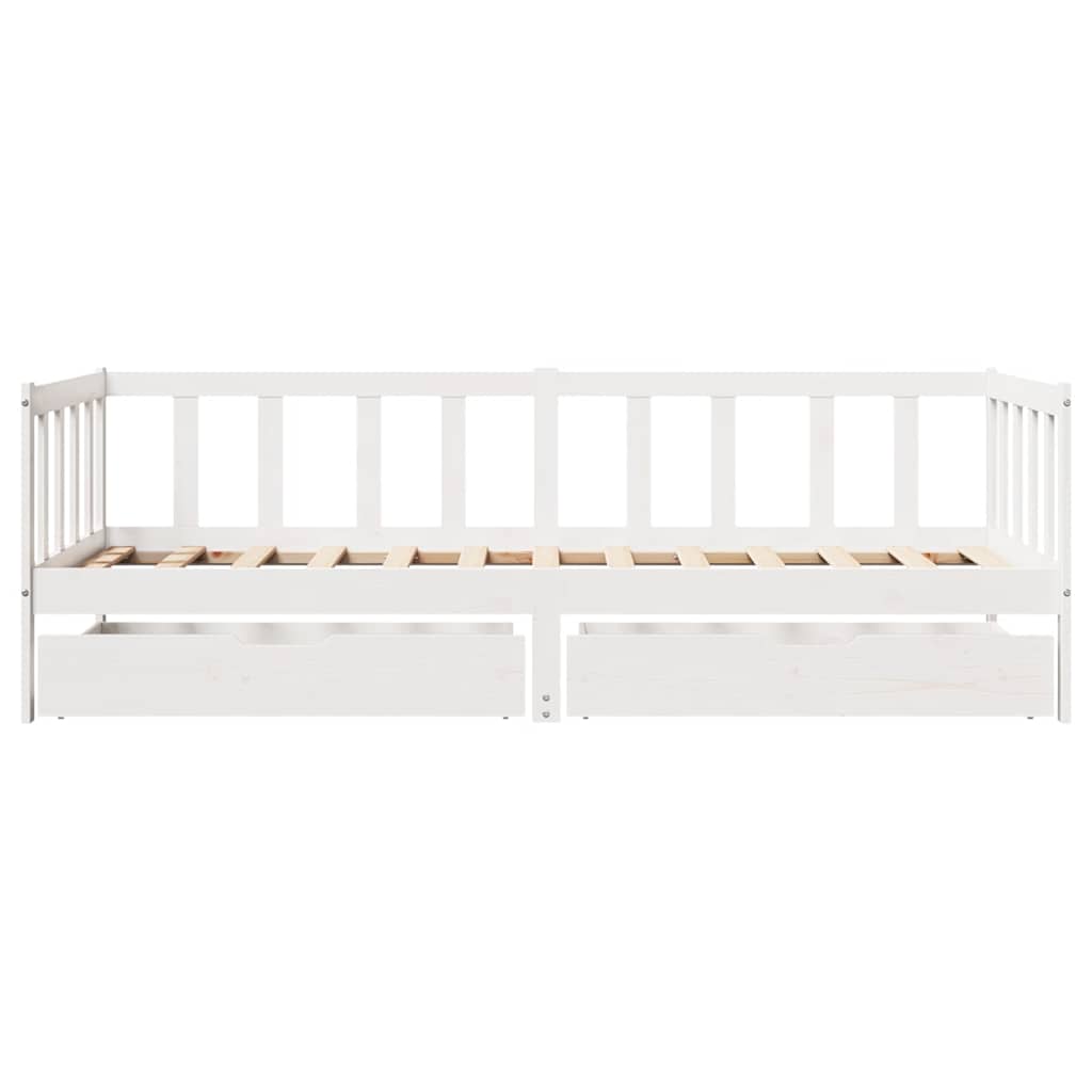 daybed med skuffer 90x200 cm massivt fyrretræ hvid