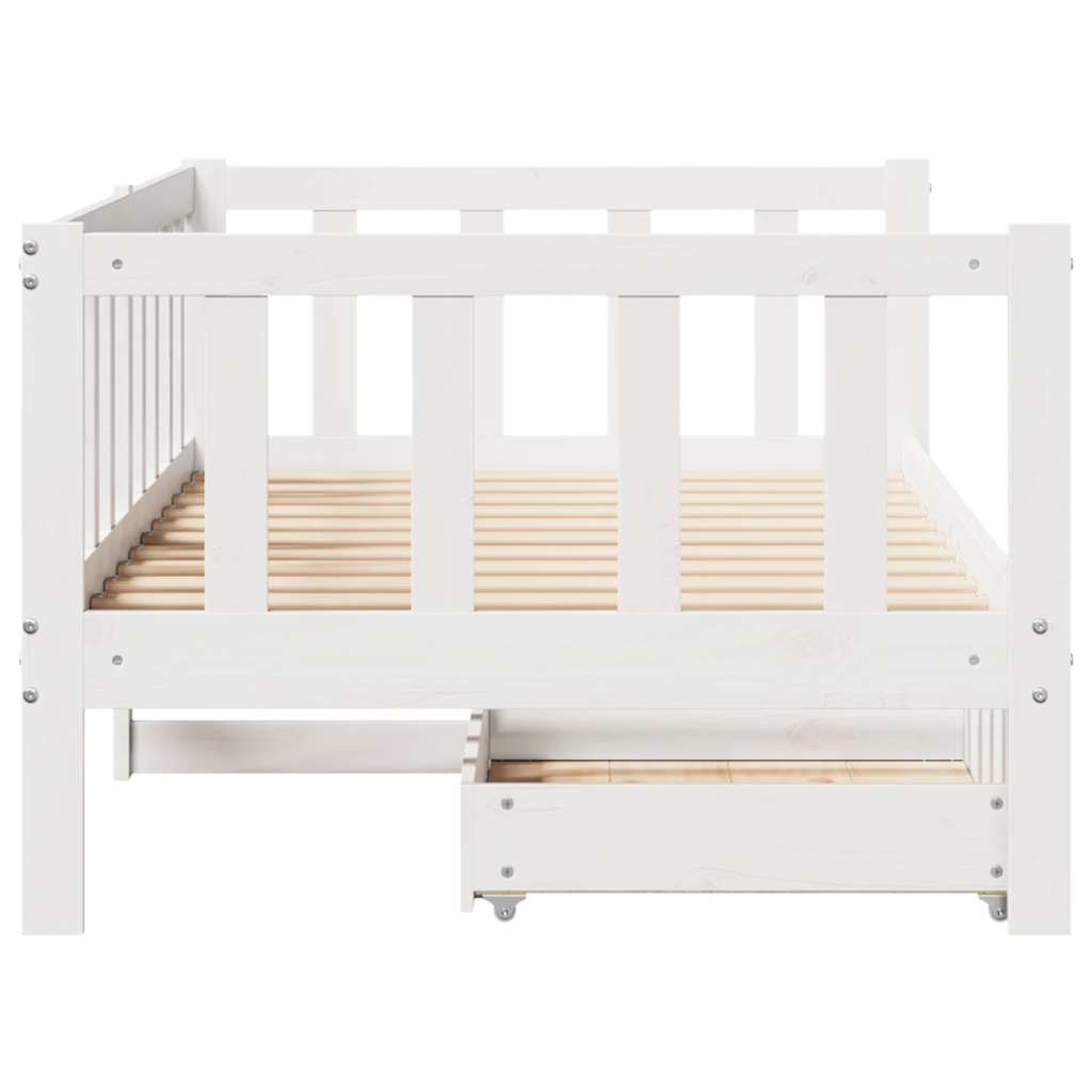 daybed med skuffer 90x200 cm massivt fyrretræ hvid