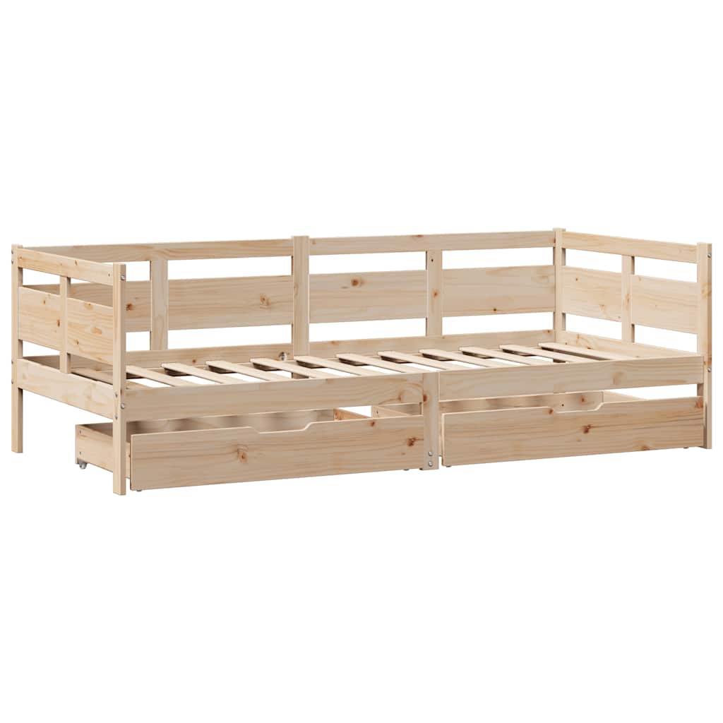daybed med skuffer 90x190 cm massivt fyrretræ