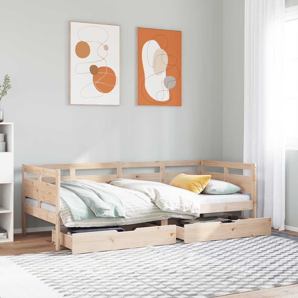 daybed med skuffer 90x190 cm massivt fyrretræ