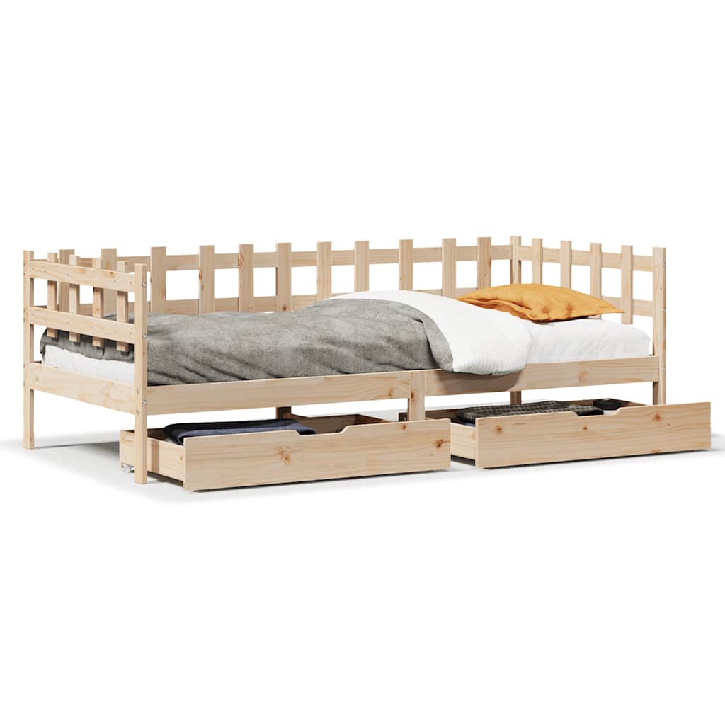 daybed med skuffer 90x190 cm massivt fyrretræ