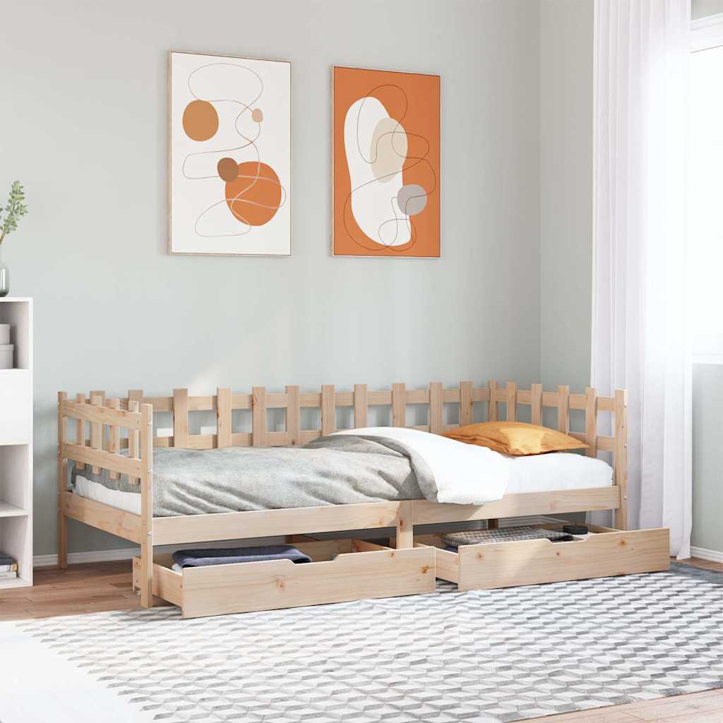 daybed med skuffer 90x190 cm massivt fyrretræ